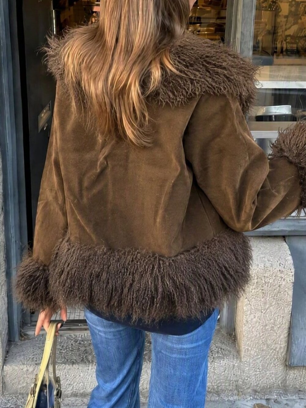 Coffee Brown Casual Women's Faux Suede Short Jacket - Picture 2 of 5